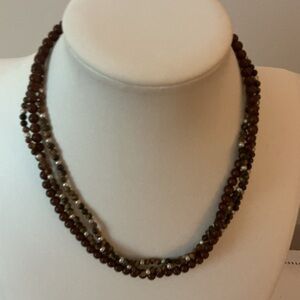 Premier Designs Vintage Multi-Strand Tiger’s Eye Silver Tone Necklace